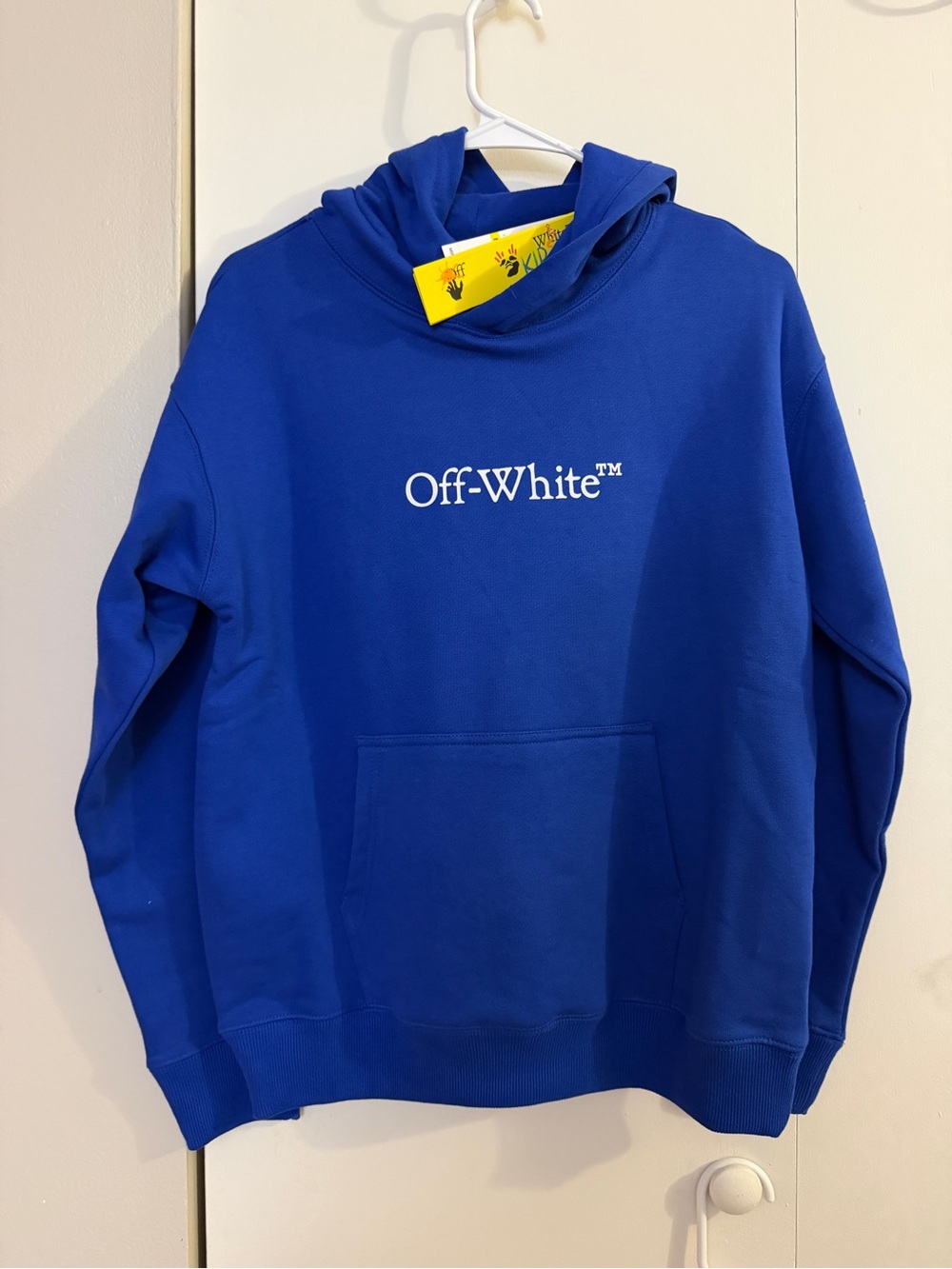 Off-White Royal Blue Logo Pullover Hoodie - KIDS SIZE M- Retails $295 - NWT